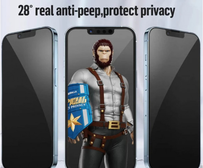 Защитное стекло 2.5D BlueO Full Cover Anti-Peep для Apple iPhone 13/14/13 Pro (6.1") (Черный)